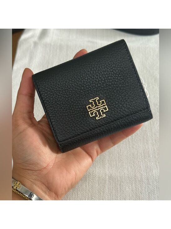 Tory Burch Handbags - New Tory Burch Britten Compact Pebbled Leather Wallet in Black